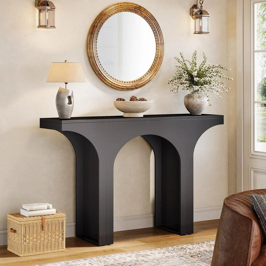 Narrow Sofa Table with Arched Design