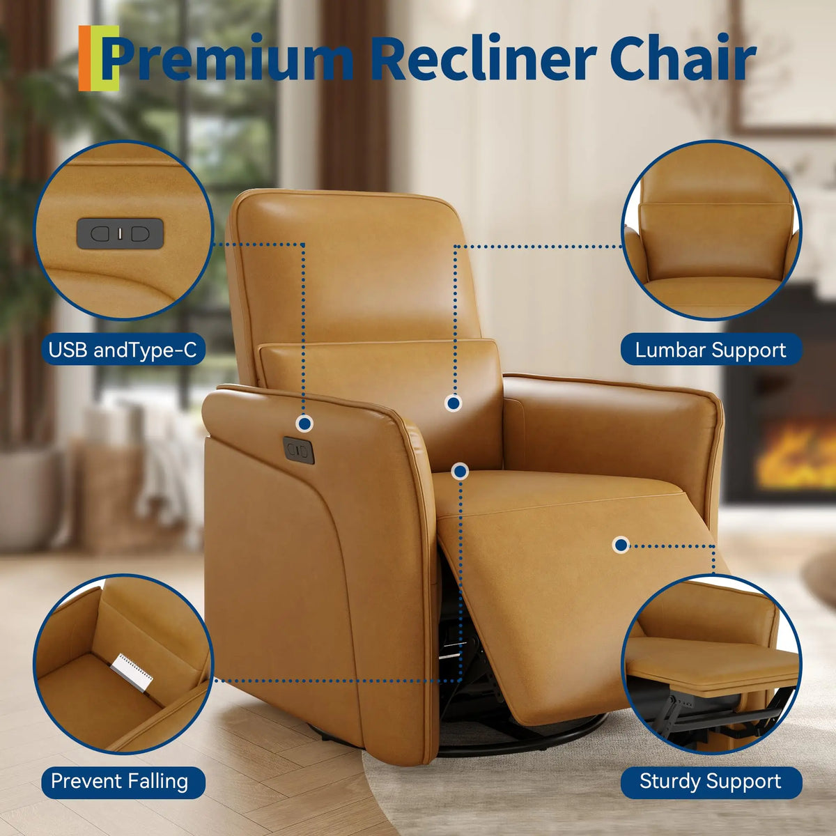 Faux Leather Power Recliner Chair