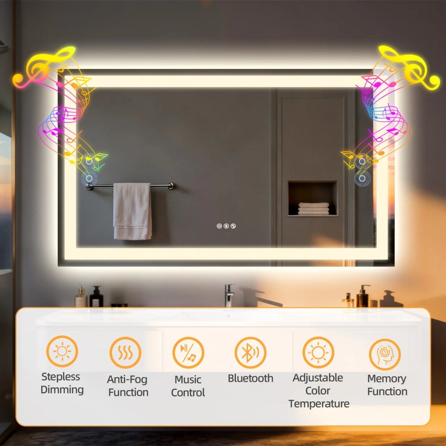 Vanity Makeup Waterproof LED Mirror