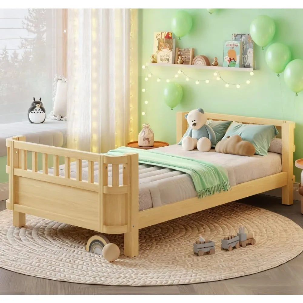 Twin Kids Bed Frame with Rails