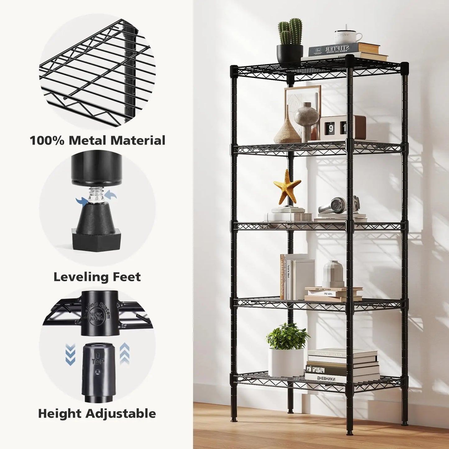 Heavy Duty Metal Wire Storage Shelves Adjustable Storage Racks