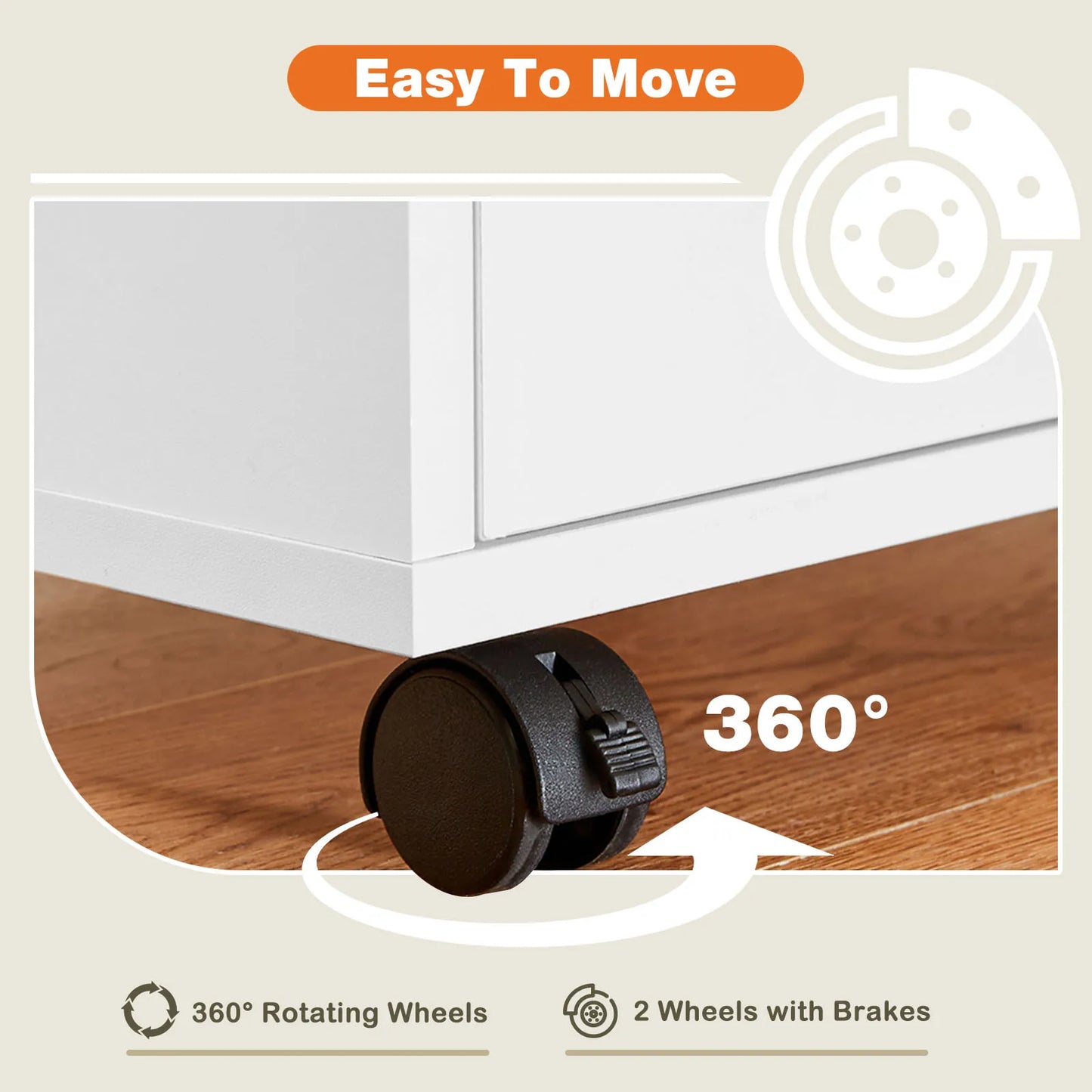 Nightstand Cabinet Bedside Table Rotating Wheel
