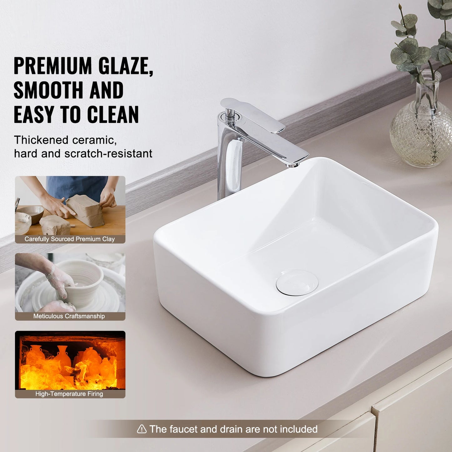 Bathroom Rectangle Vessel Sink Countertop