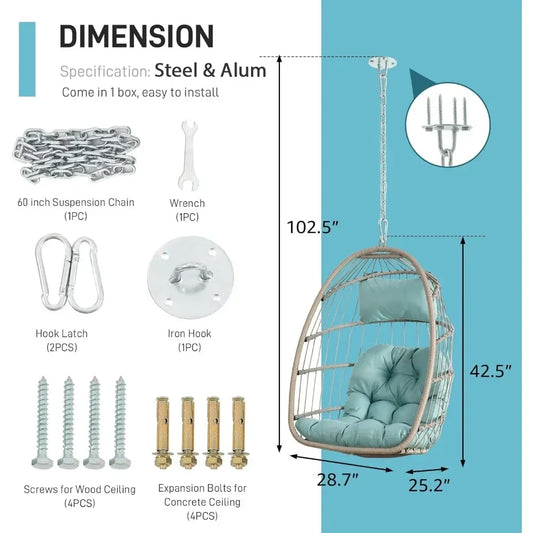 Indoor Outdoor Egg Swing Chair Without Stand