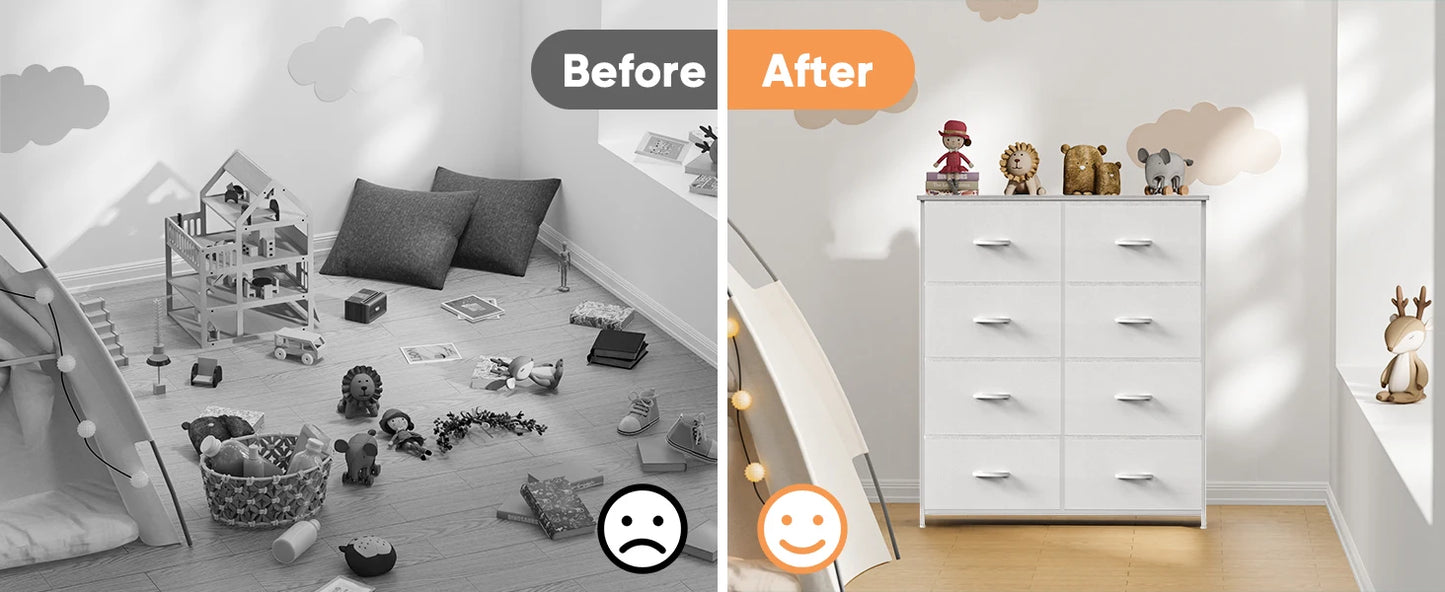 Children's Wardrobe With 8 Fabric Drawers