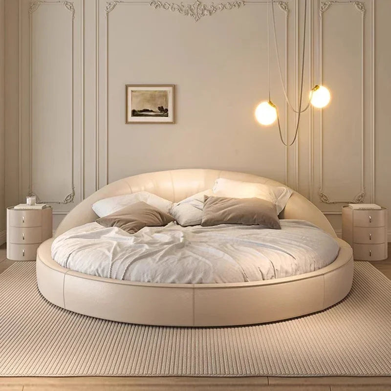 Light Luxury Cream Italian Minimalist Aesthetics Round Bed