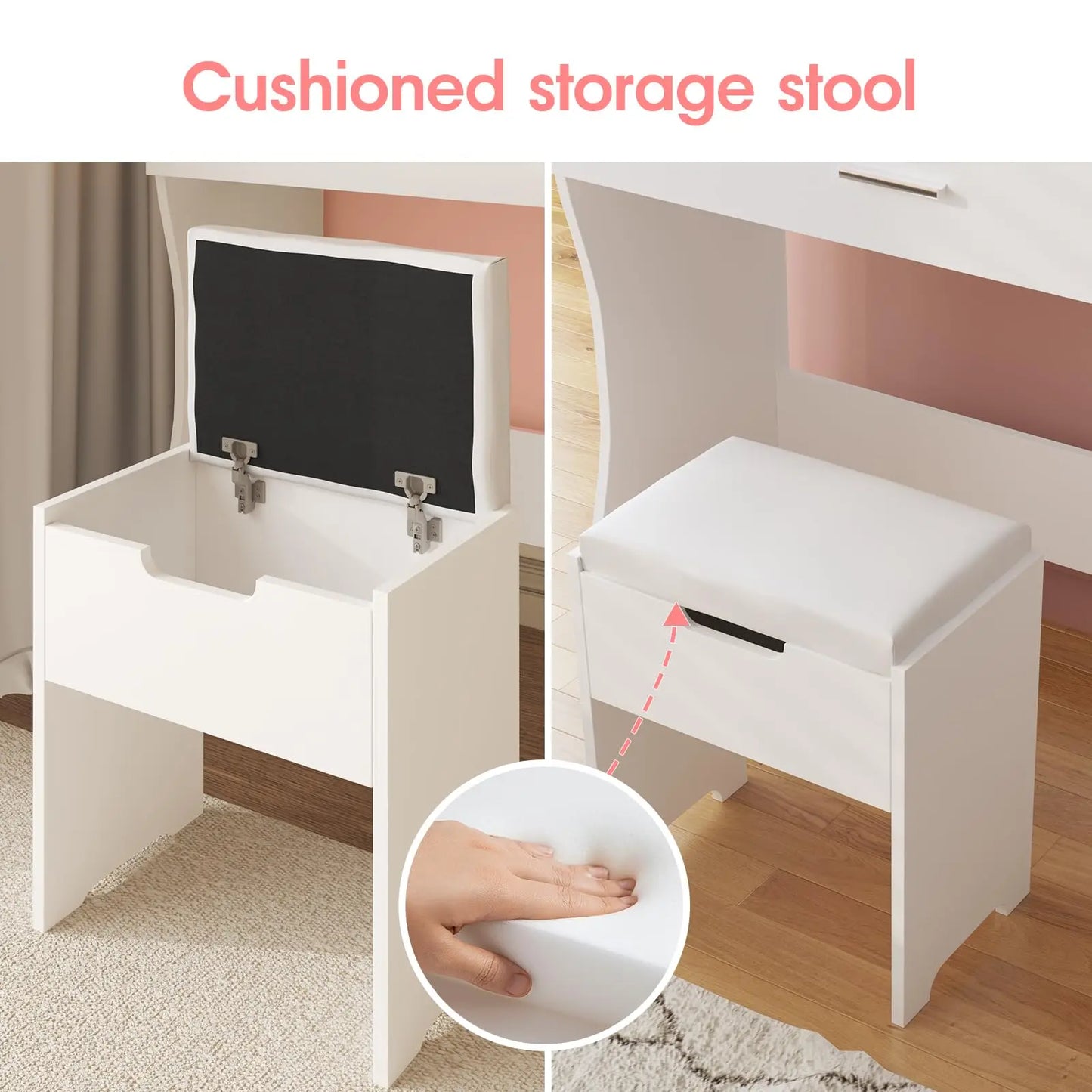 Teen Make-Up Vanity Desk with Lights Mirror Set