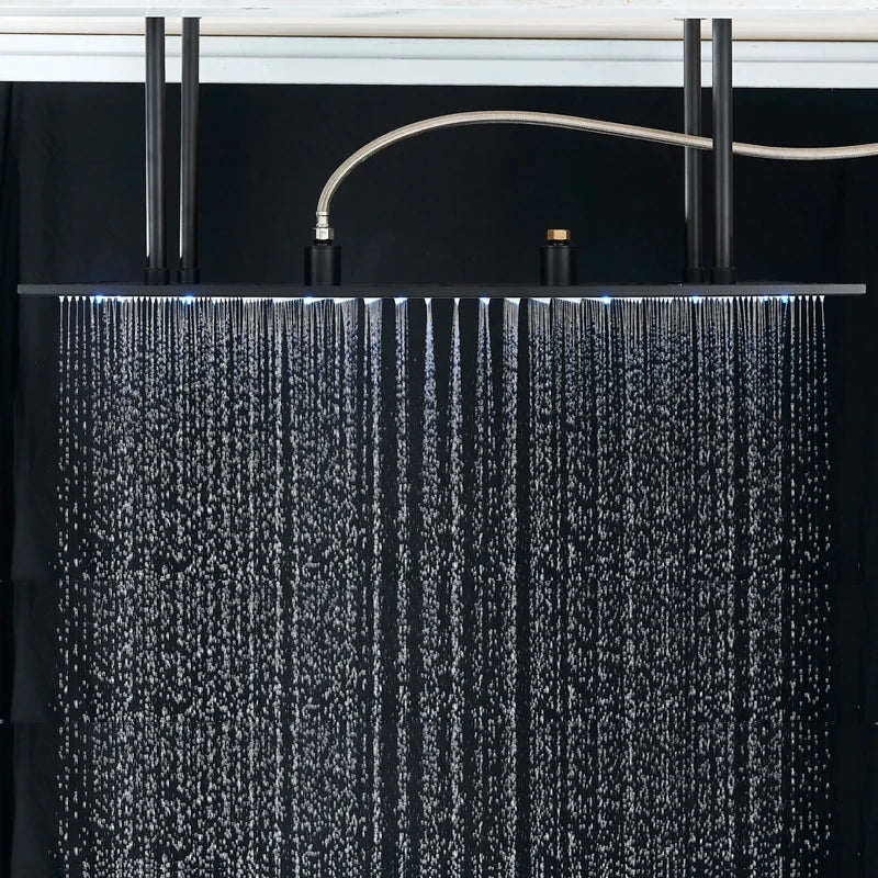LED Bathroom Shower Rainfall Faucet System Set