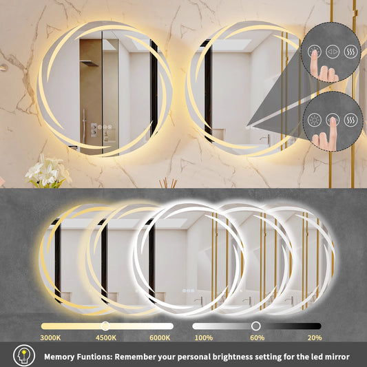 Anti-fog LED Wall Mounted Vanity Mirror Circle Shatterproof Lights