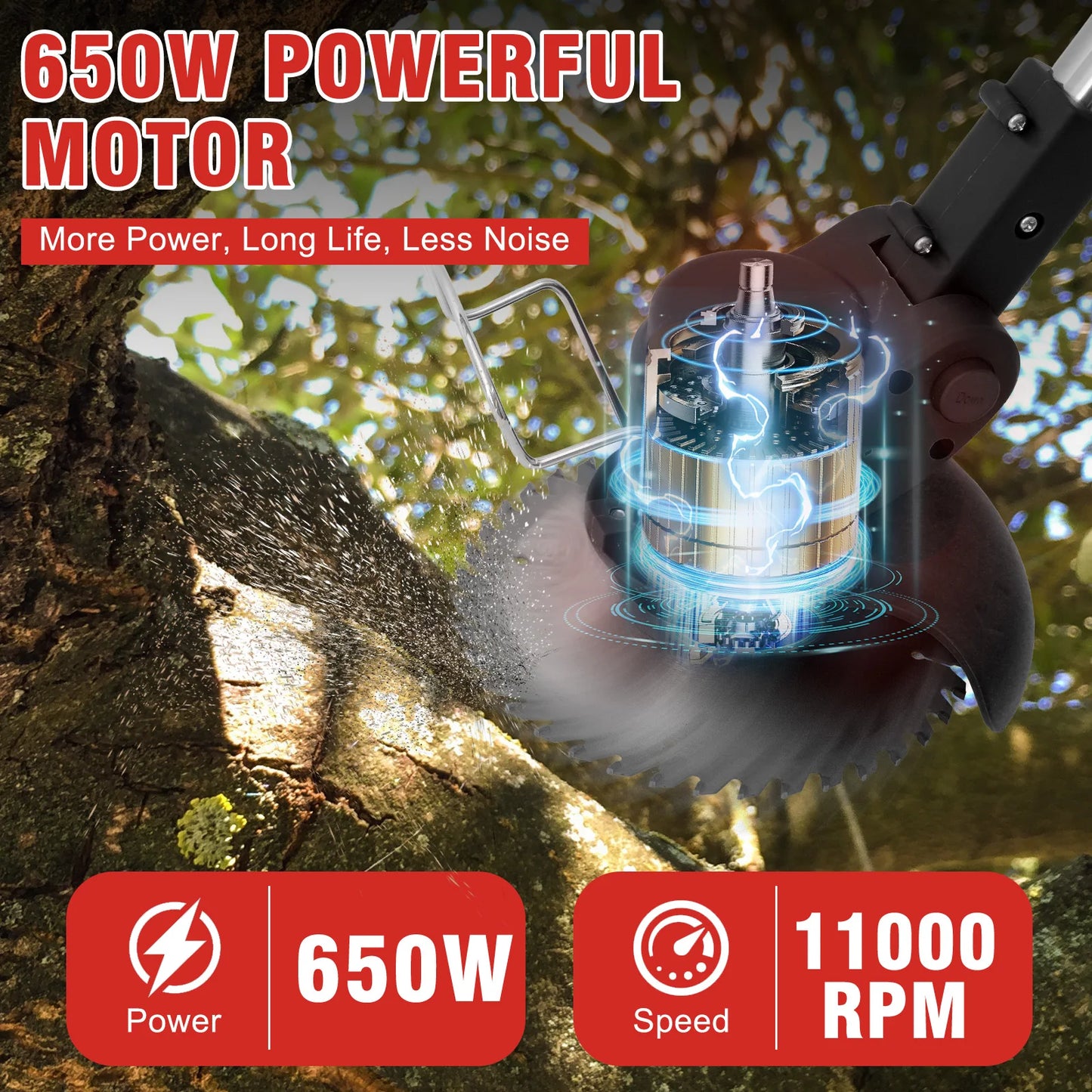 Cordless Grass Trimmer Electric Lightweight with Lithium-ion Batteries