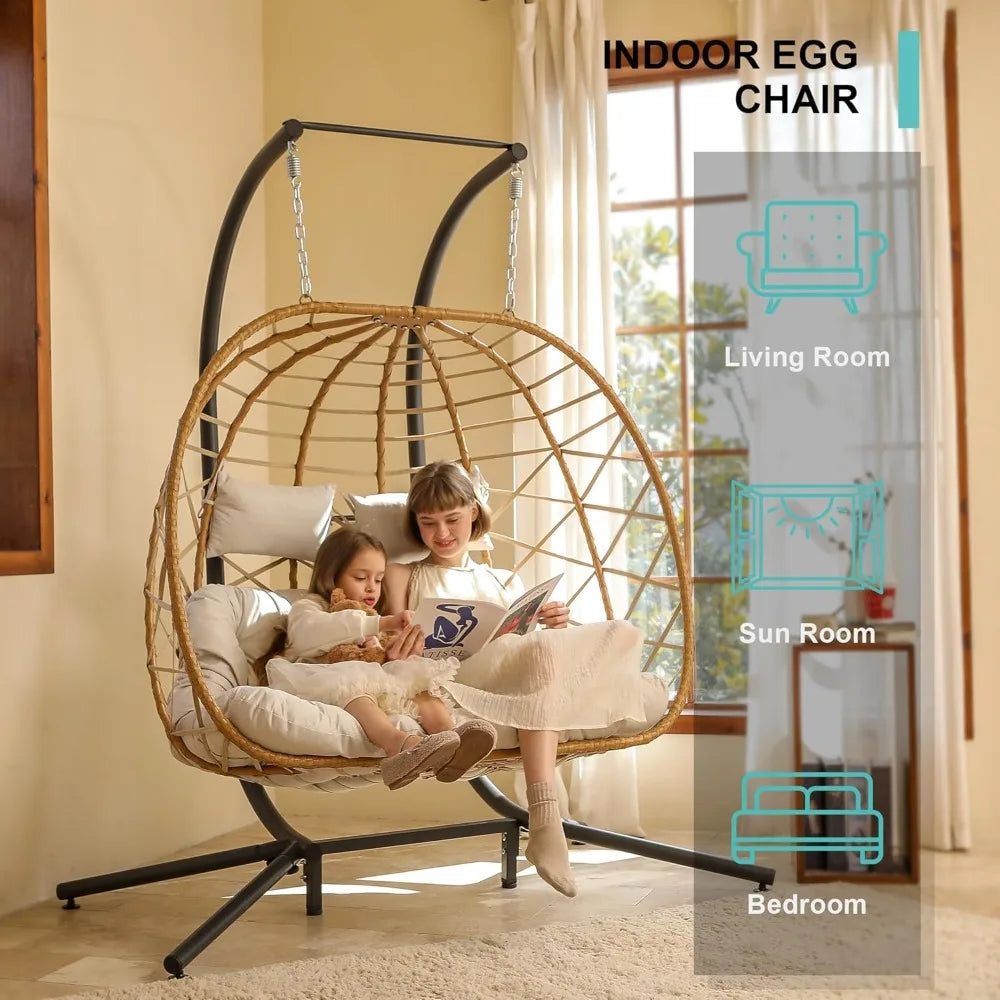 Double Egg Swing Chair with Stand