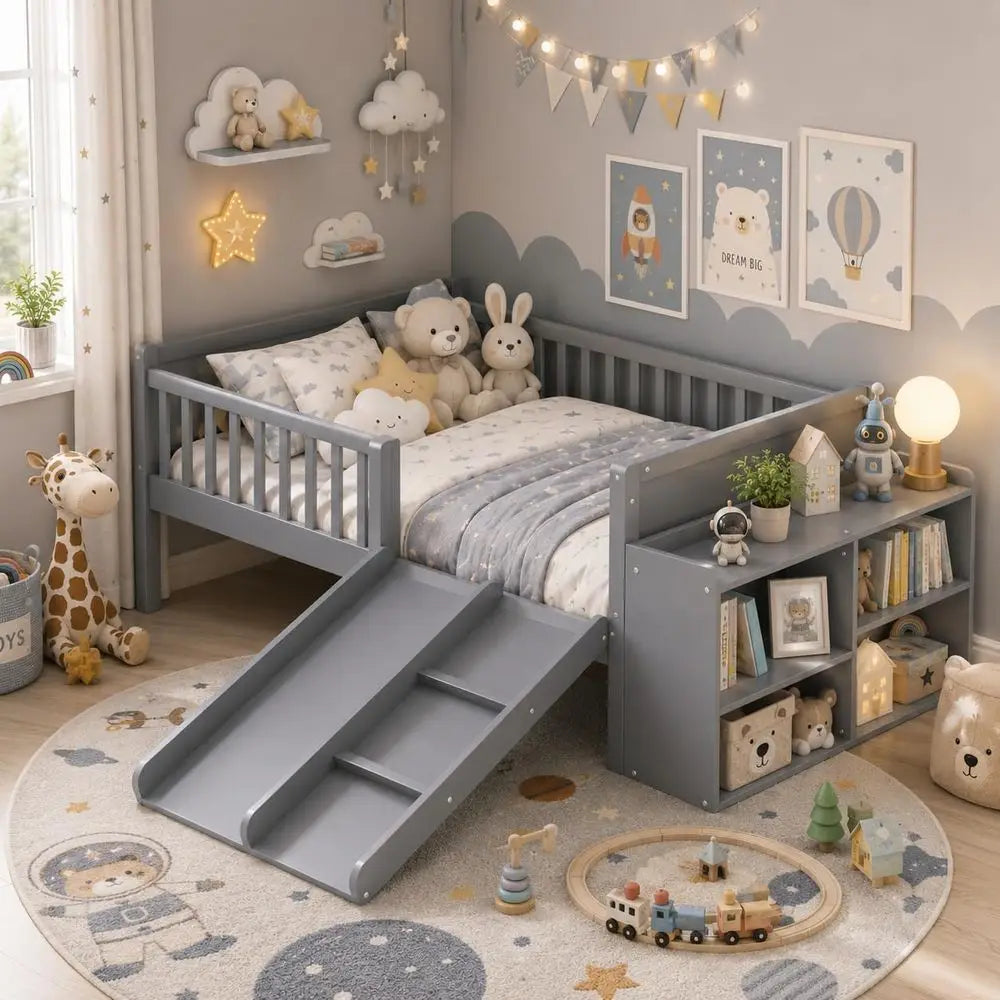 Wooden Bed with Slide