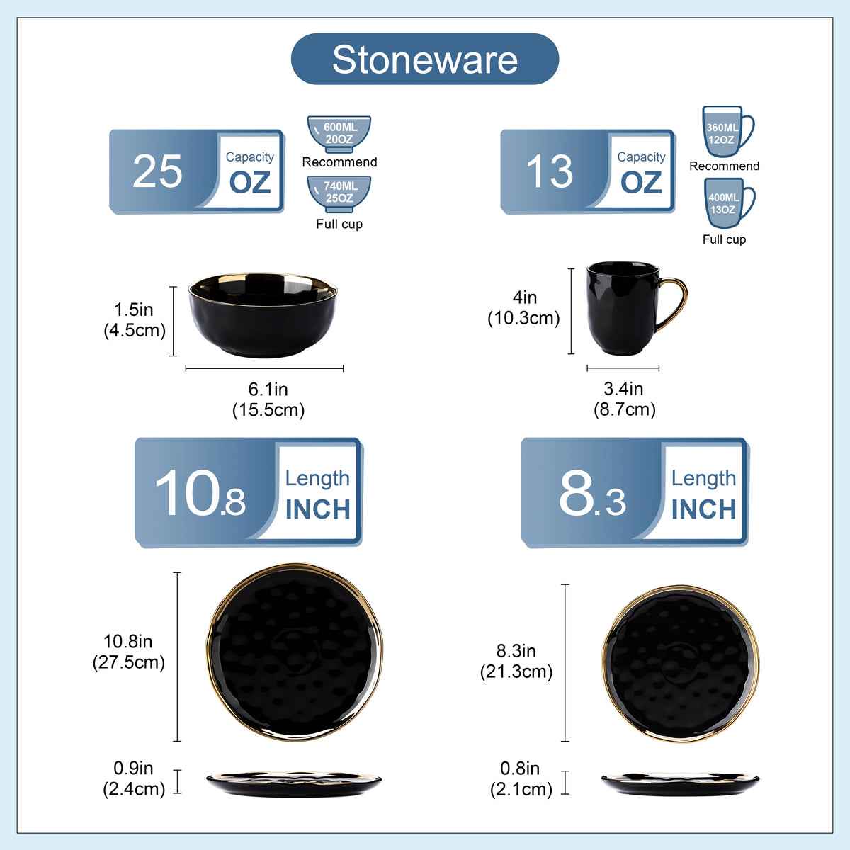 Porcelain Dinnerware Set with Gold Trim