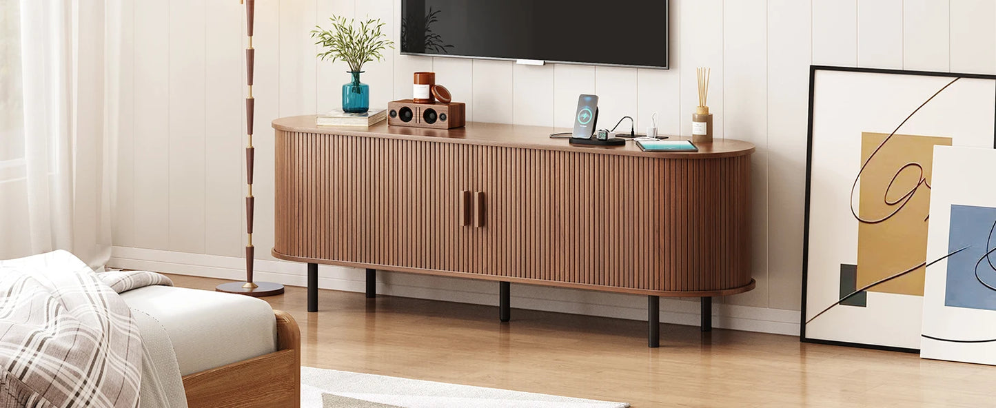 Entertainment Center Table with Sliding Doors
