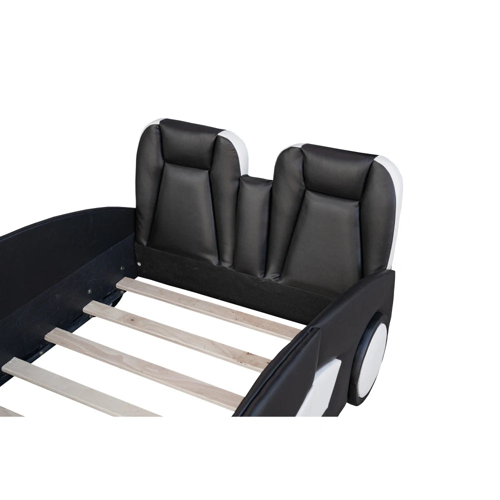 Twin Size Race Car-Shaped Platform Bed with Wheels