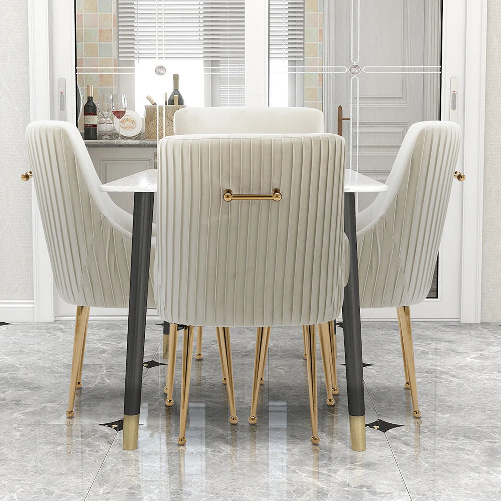 Modern Glam Vanity Buckle Pleated Velvet Dining Chair