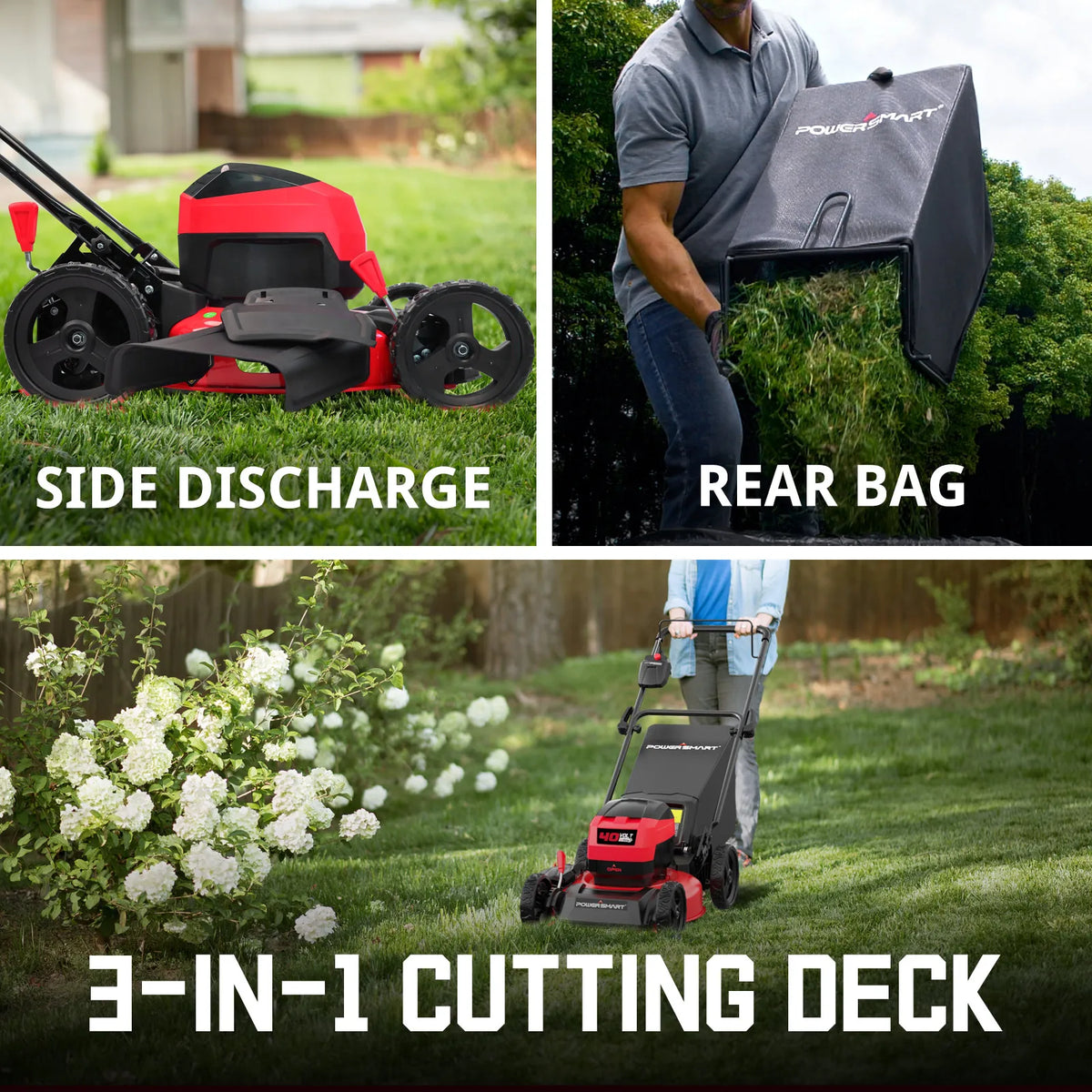 3-in-1 Brushless Push Lawn Mower with 4.0Ah Battery & Charger