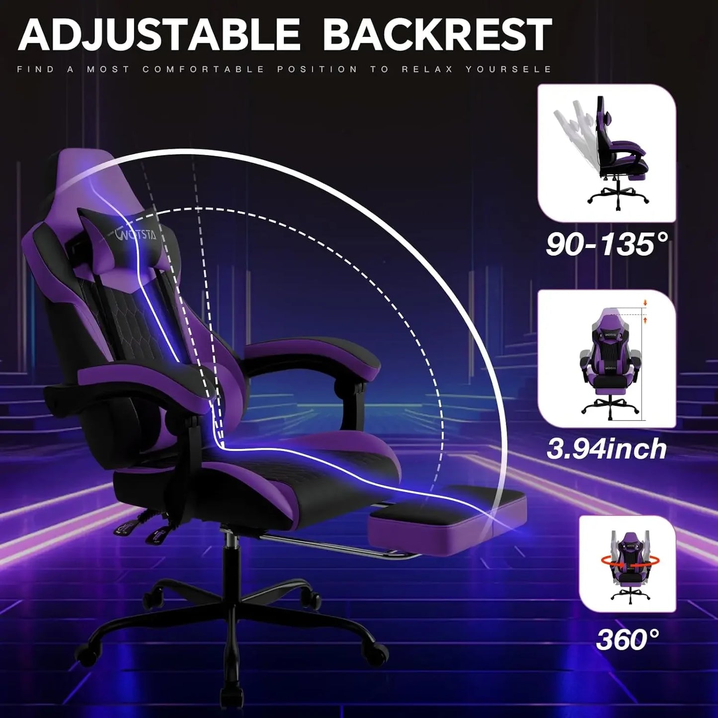 High Back Ergonomic Chair With Footrest Adjustable Headrest Lumbar Support