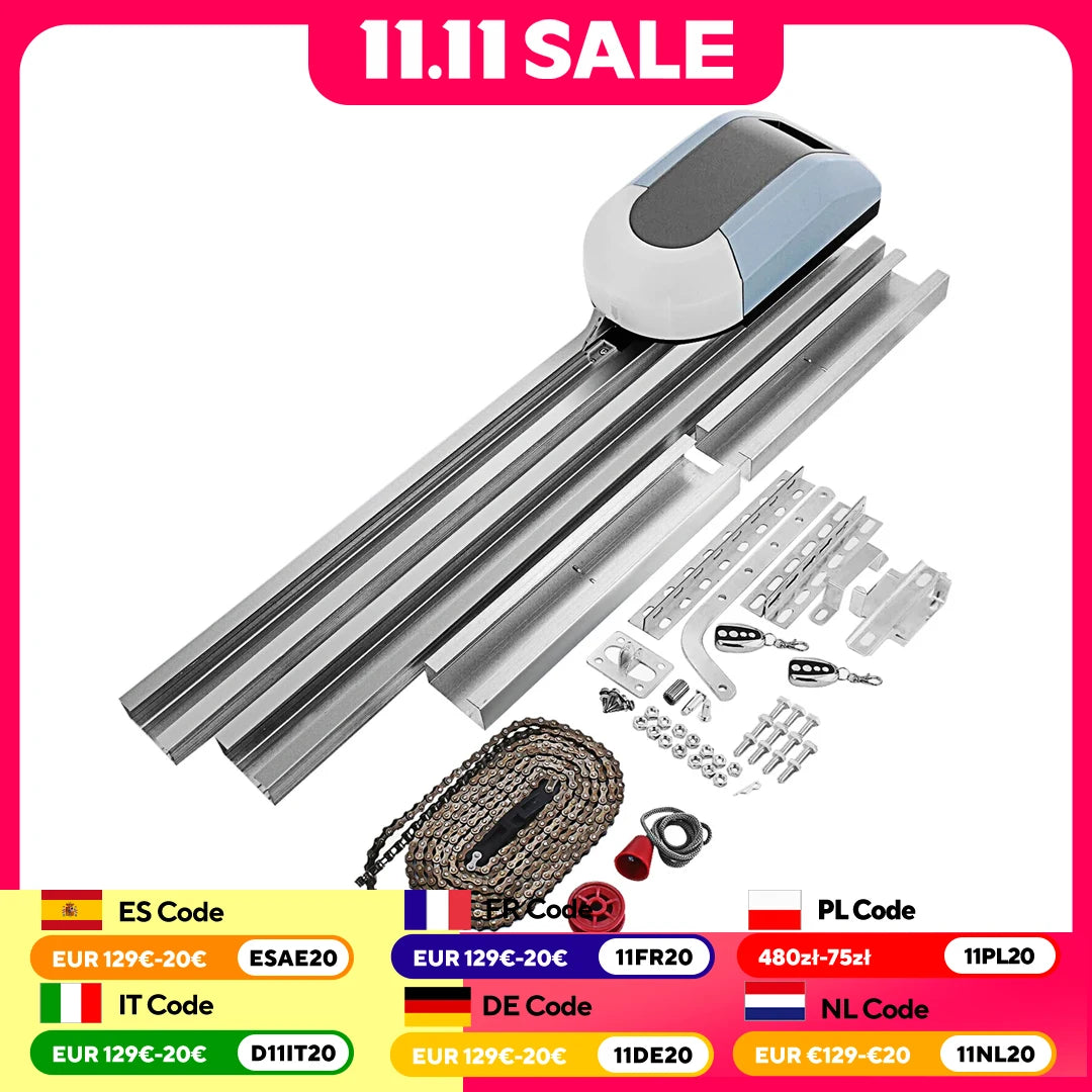 Quiet Lift Chain Drive Garage Door Opener with Extremely Quiet AC Motor and Remote Control