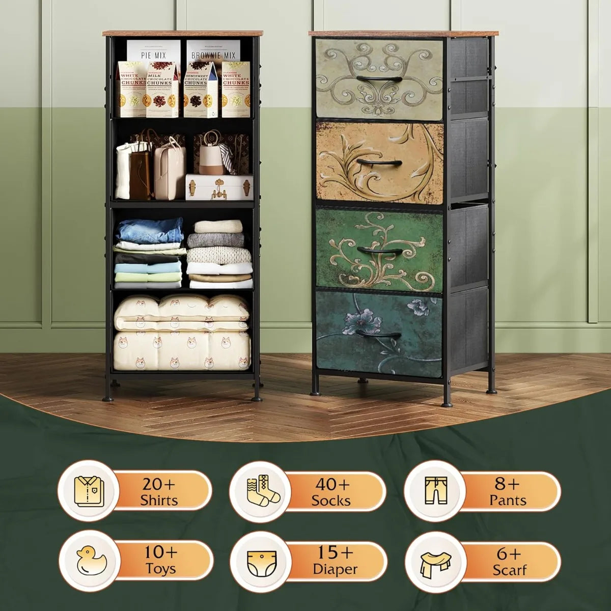 Vintage Fur Dresser with Storage Tower
