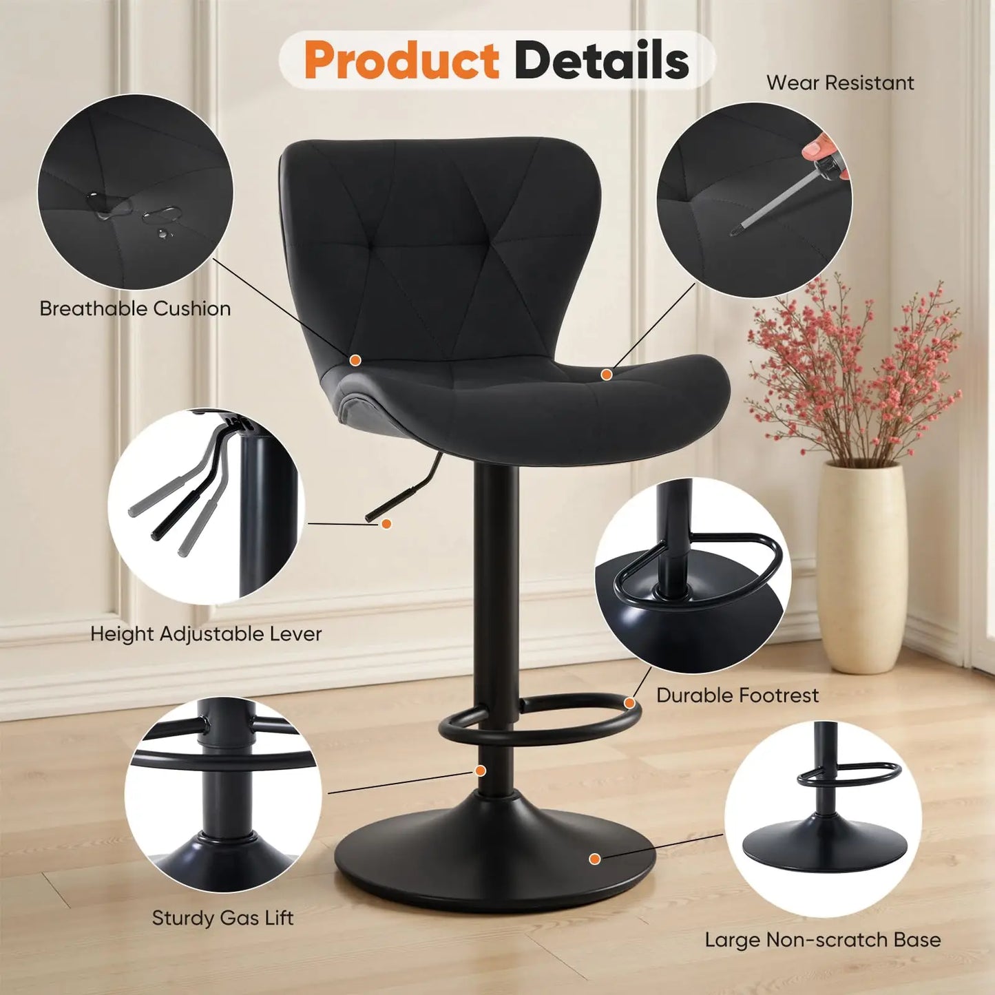 Ergonomic Faux Leather Dining Chairs Set