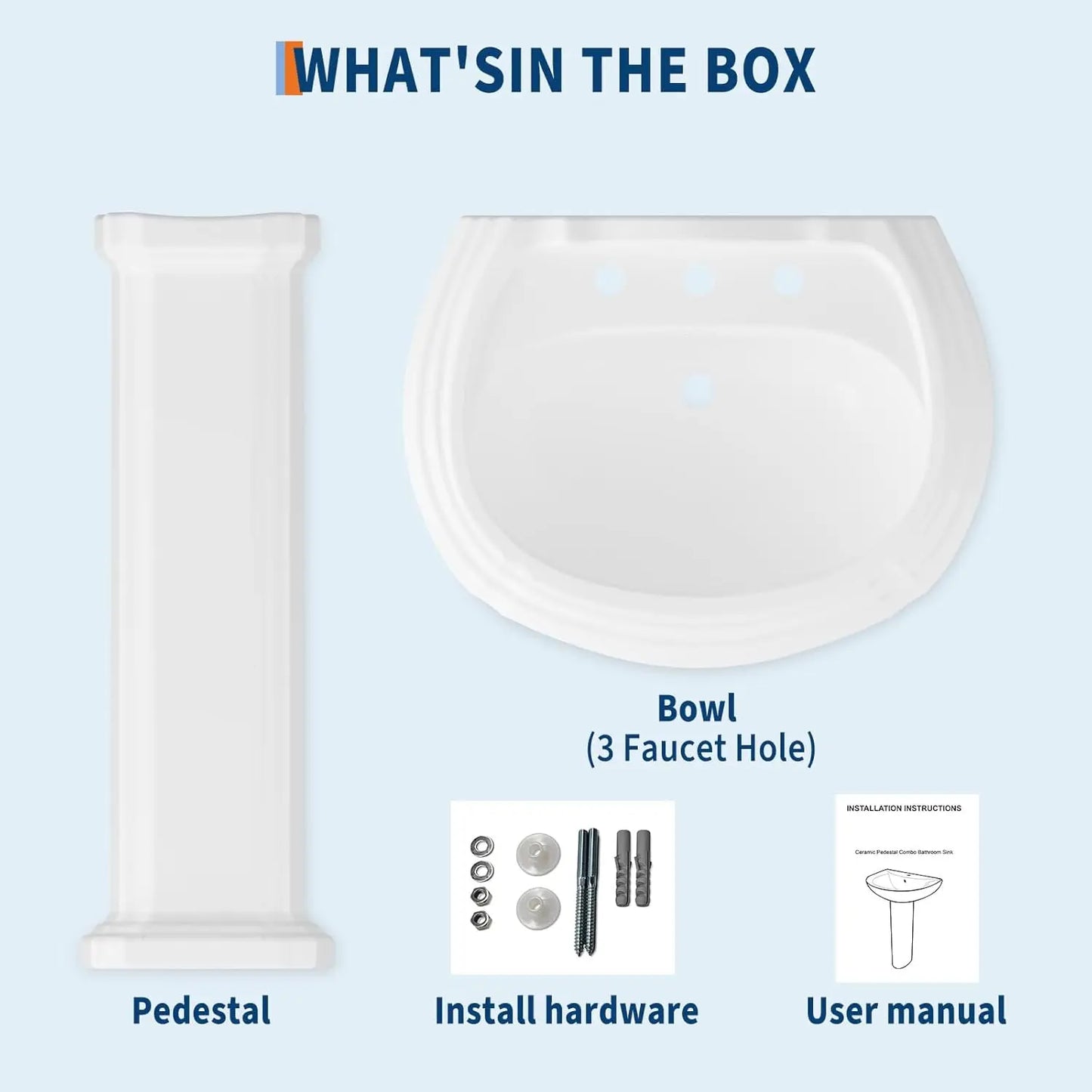 Freestanding White Ceramic Pedestal Sink