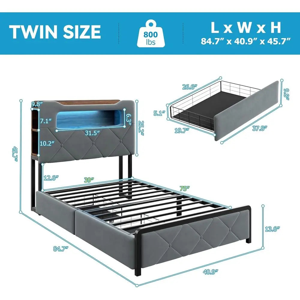 Upholstered LED Bed