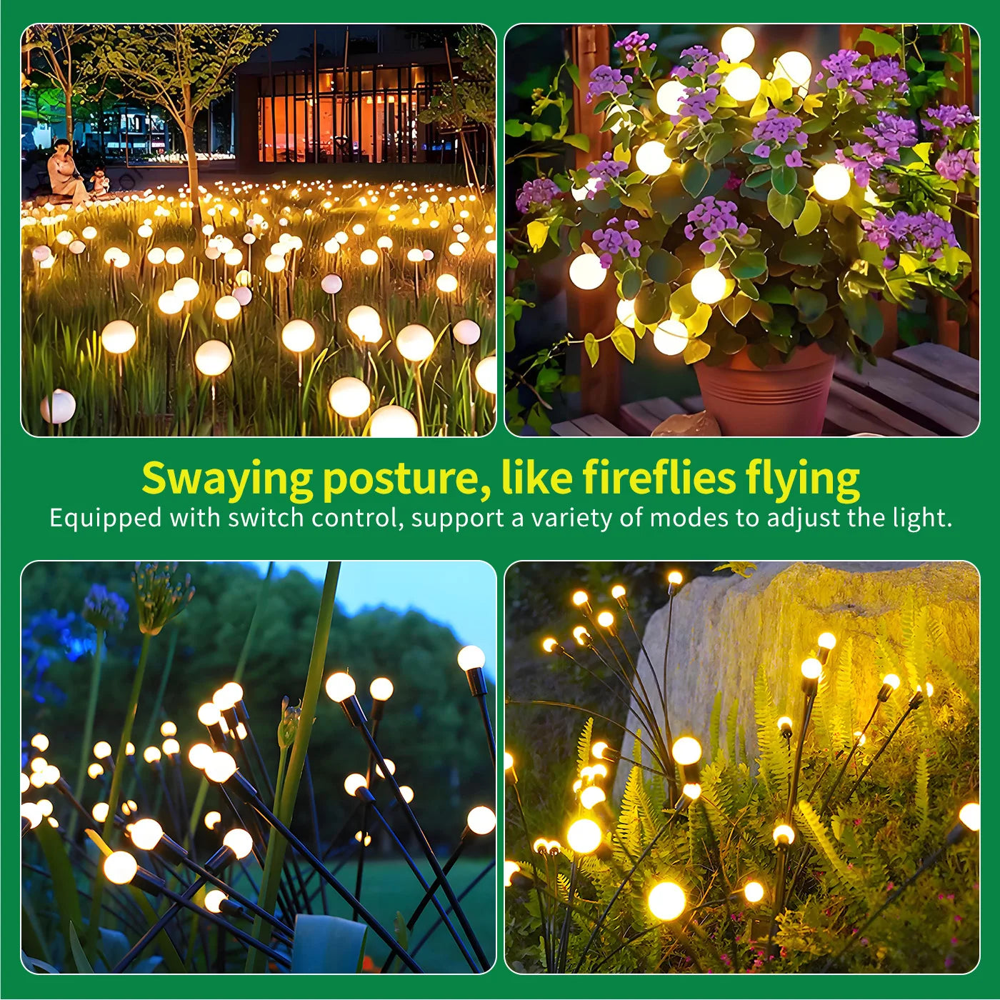 8-Head Solar Firefly Lights LED Solar