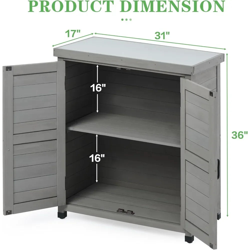 Outdoor Potting Bench with Storage Cabinet