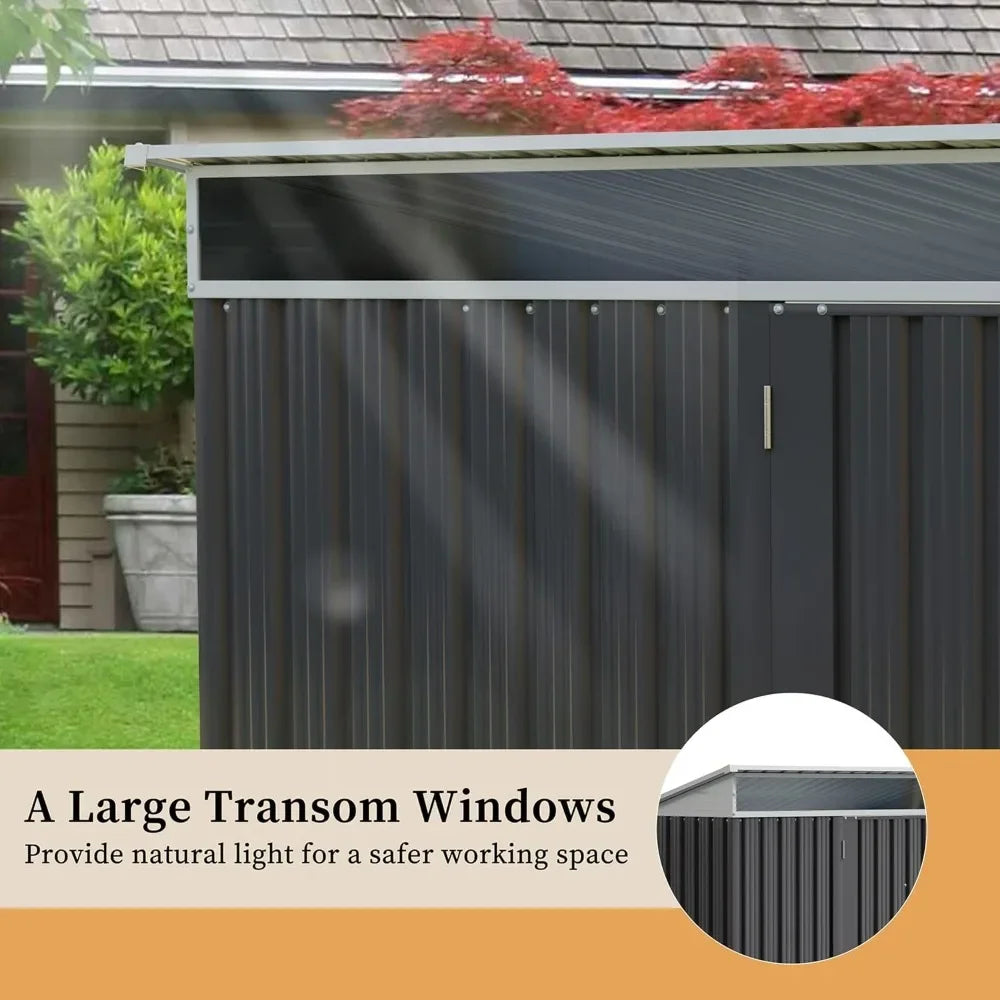 Metal Garden Shed with Large Window and Lockable Door