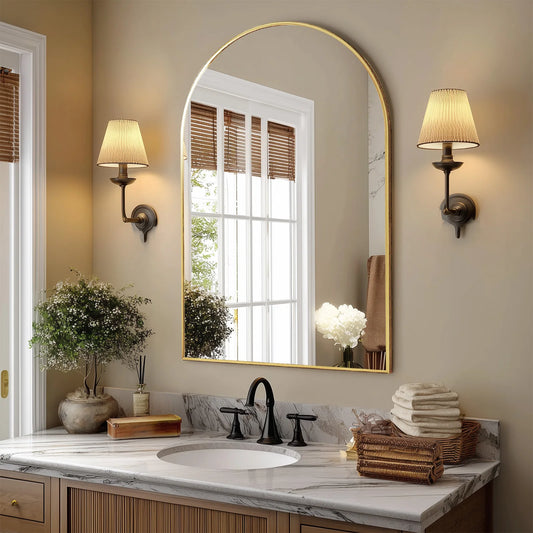 Arched Metal Framed Bathroom Mirrors - Wall  Hanging