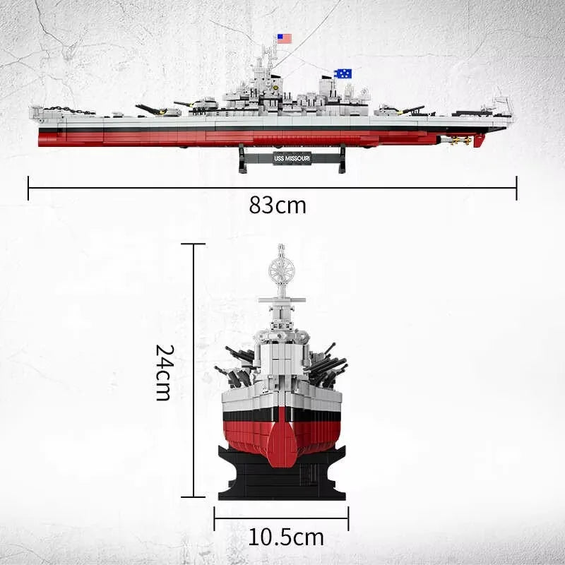 US Warships Military WW2 Missouri Battleship Building Blocks
