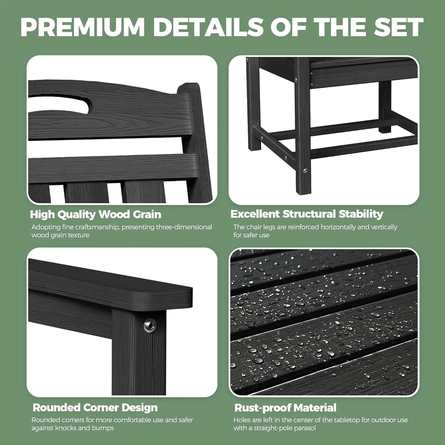 Patio Table and Chairs Set with All-Weather Table