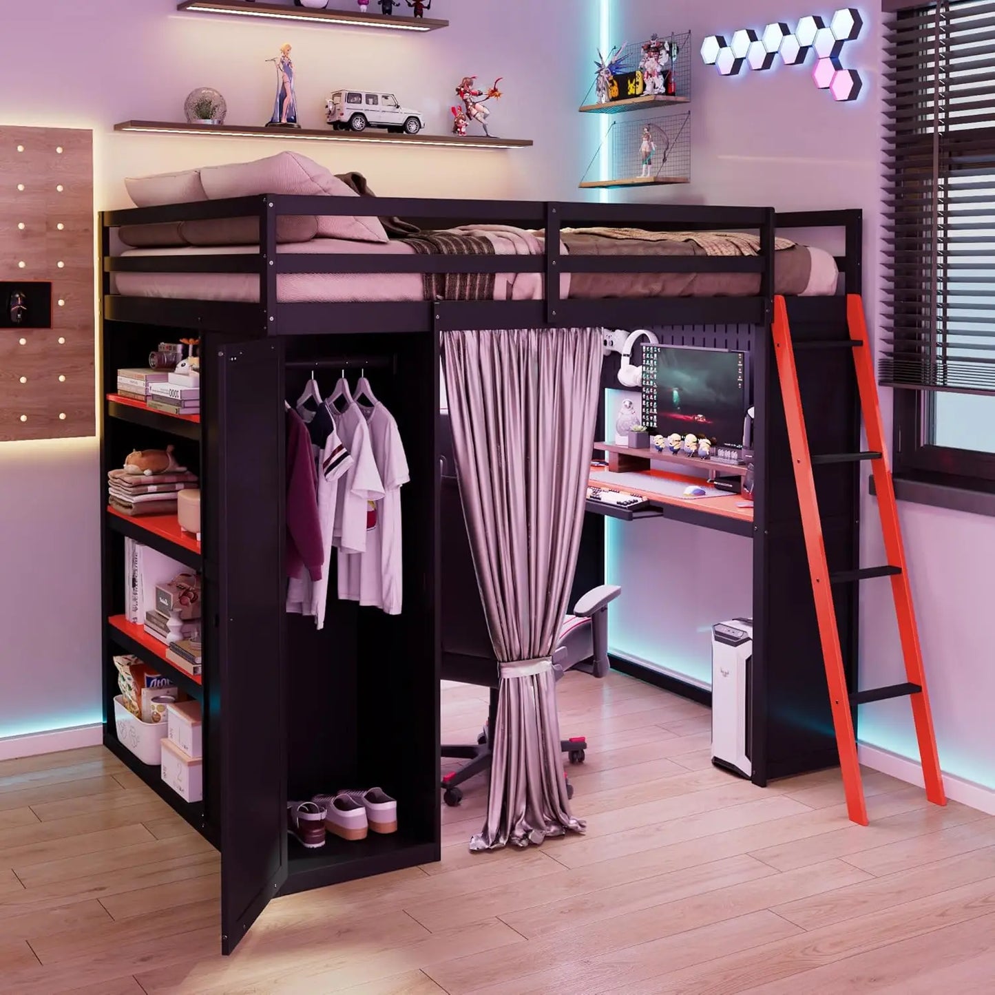 Full Wood Gaming Loft Bed