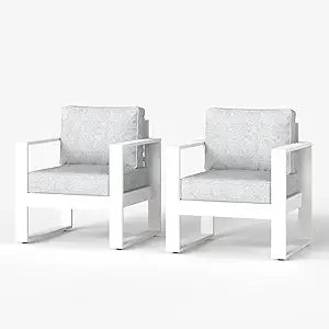 Metal Modern Armchair Set of 2 with Washable Thick Cushions
