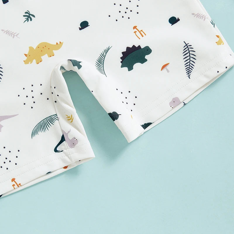 Dinosaur Print Rash Guard Swimsuit Set