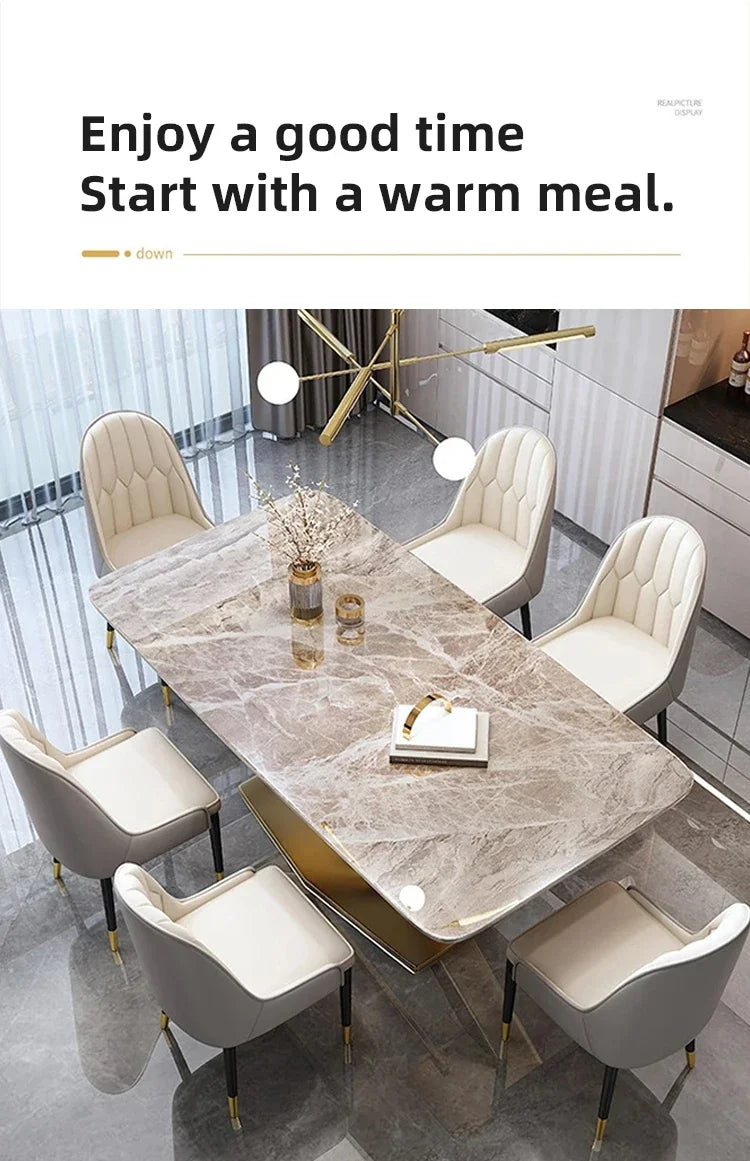 Thick Solid Center Steel Luxury Dining Table
