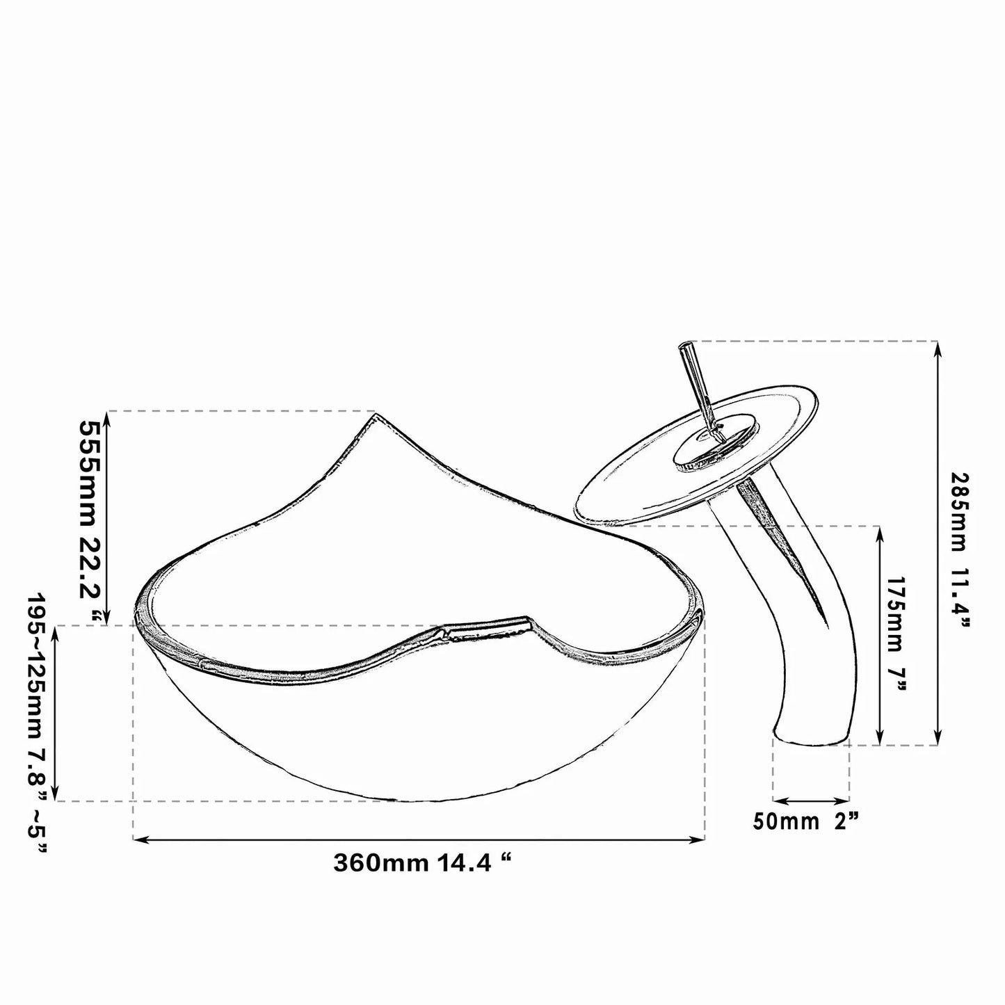 Art Bathroom Basin Faucet Sets Leaf style Tempered Glass Sink