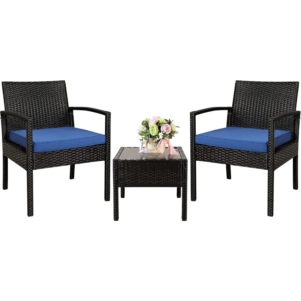 Outdoor Patio Furniture Conversation Set with Soft Cushion