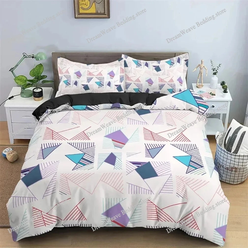 Modern Geometric Trapezoid Printed Bedding Set