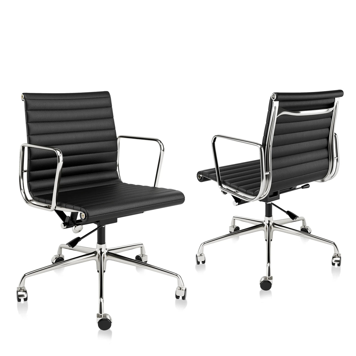 Mid Back Classic Genuine Leather Office Chair