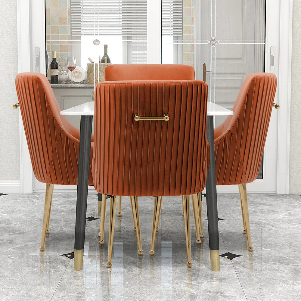Modern Glam Vanity Buckle Pleated Velvet Dining Chair