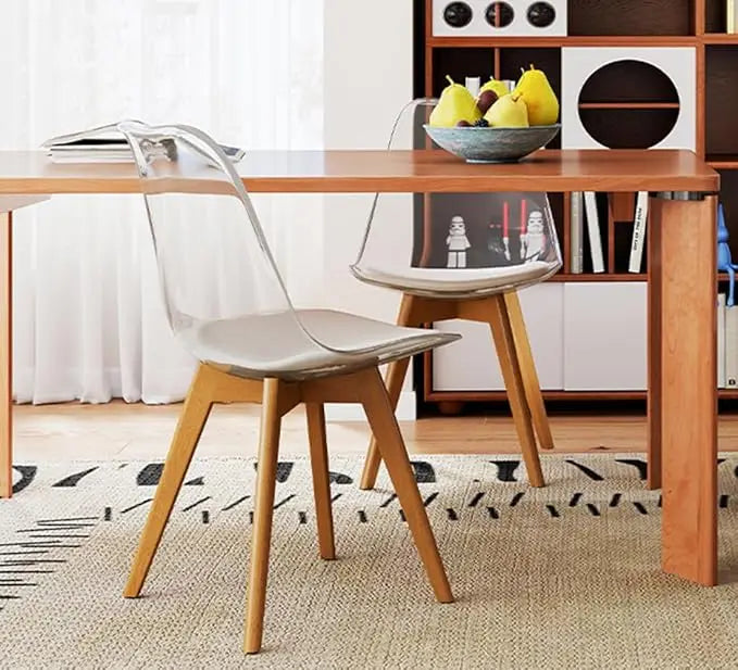 Modern Acrylic Accent Chair with PU Leather Cushions Seat and Wood Legs (Chairs Only)