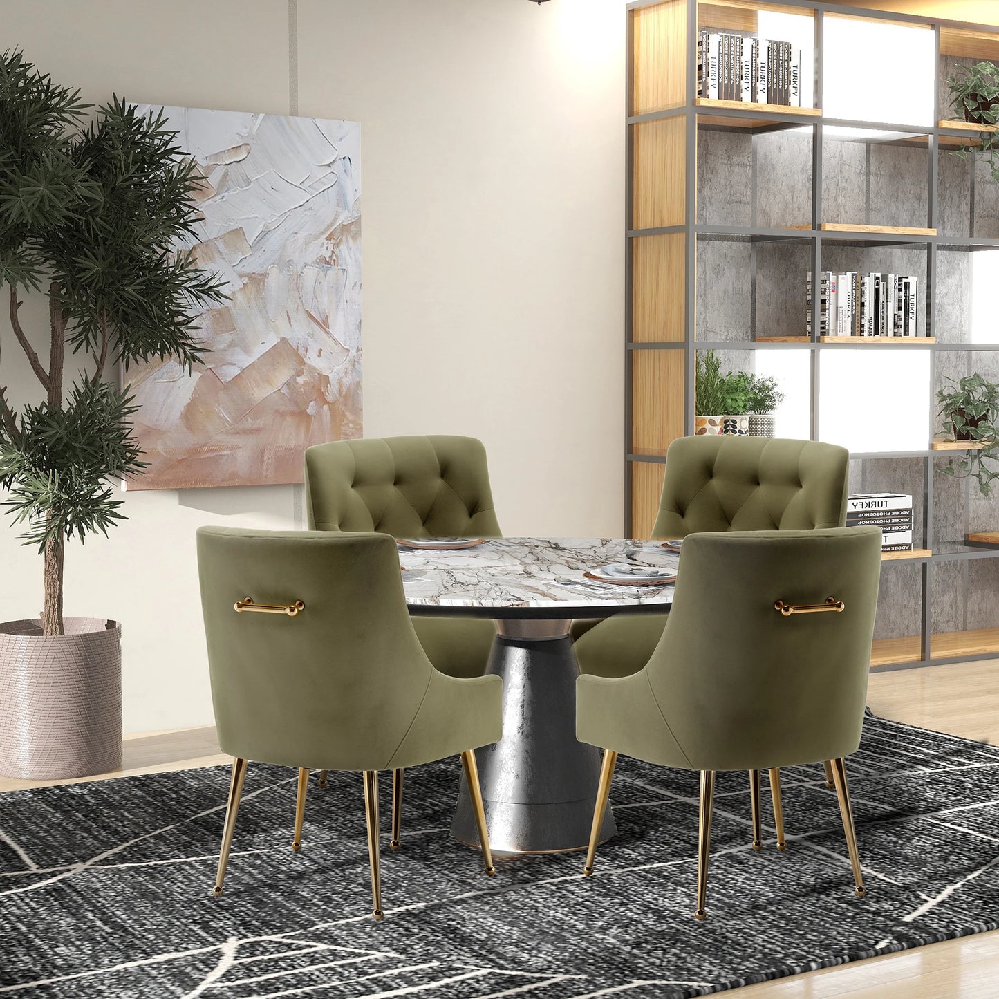 Modern Upholstered Accent Velvet Dining Chairs (Chairs Only)