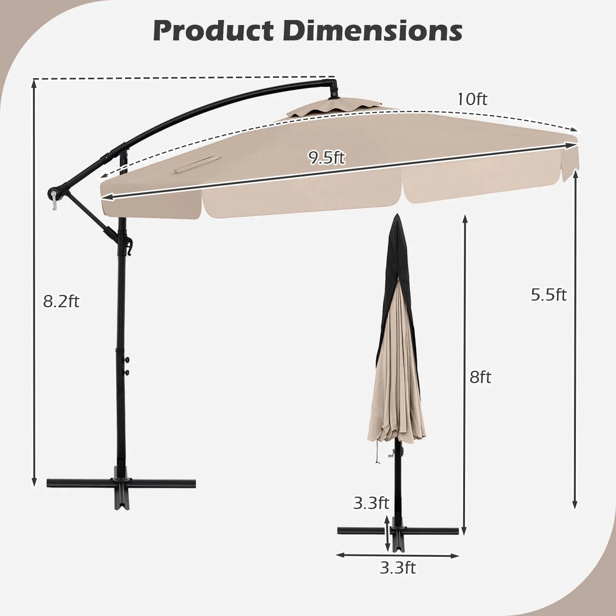 Offset Cantilever Hanging Umbrella with Cover