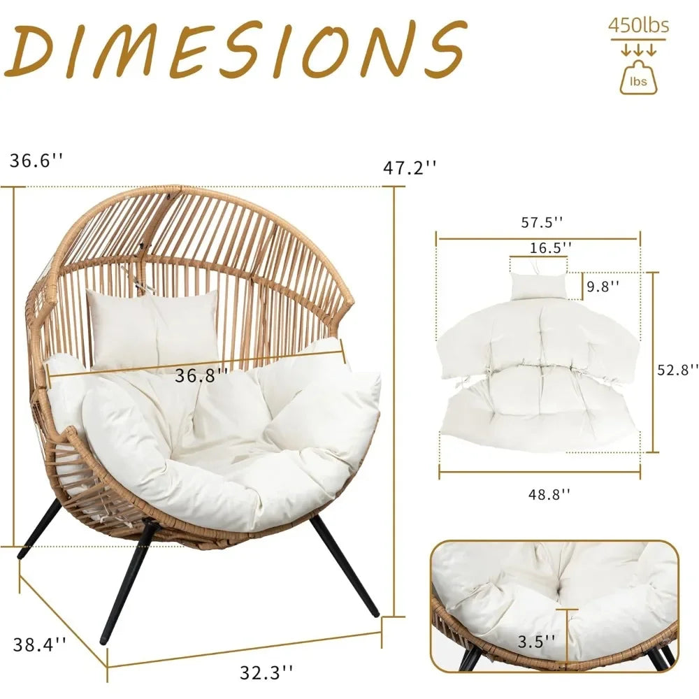 HOME - Patio Lounge Chair with Cushion Egg Basket