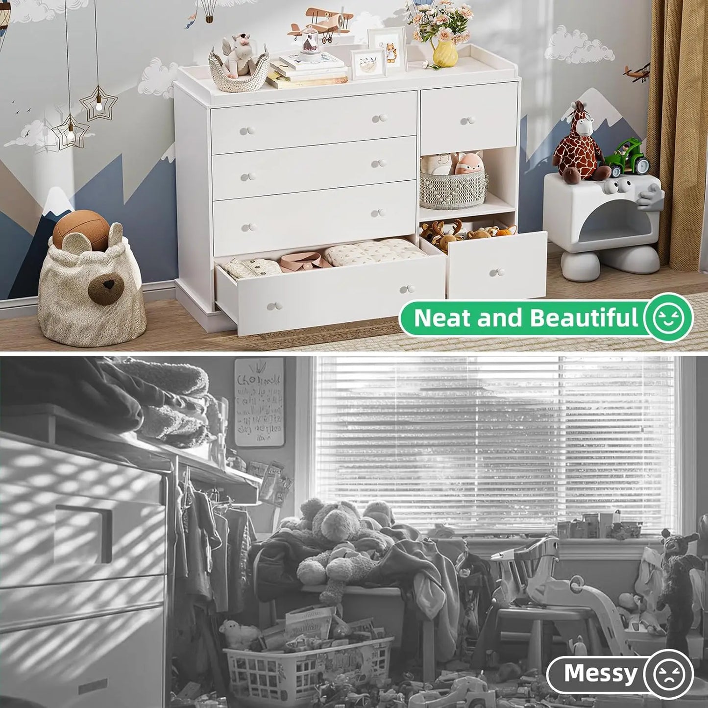 Dresser Cabinet with Changing Table for Nursery