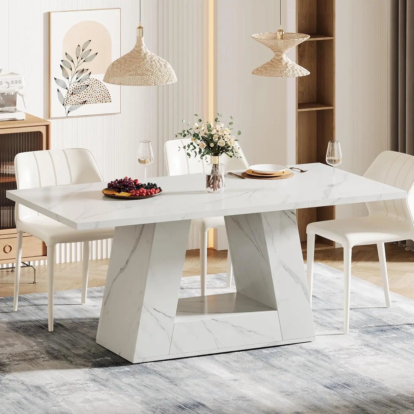 Rectangular Dining Table for 4 to 6 People