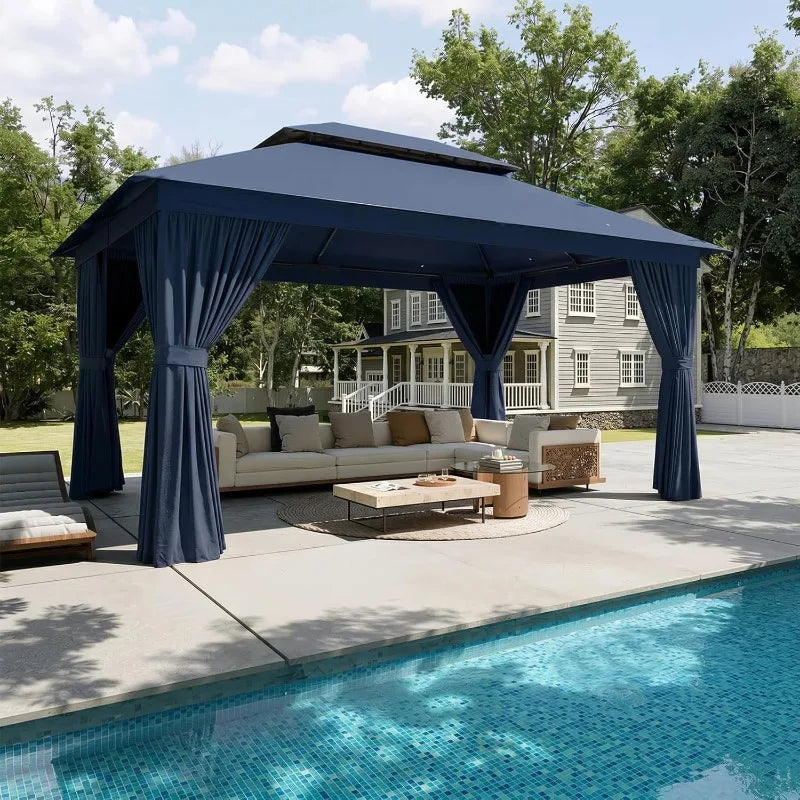 Heavy Duty Metal Frame Canopy with Double Roofs