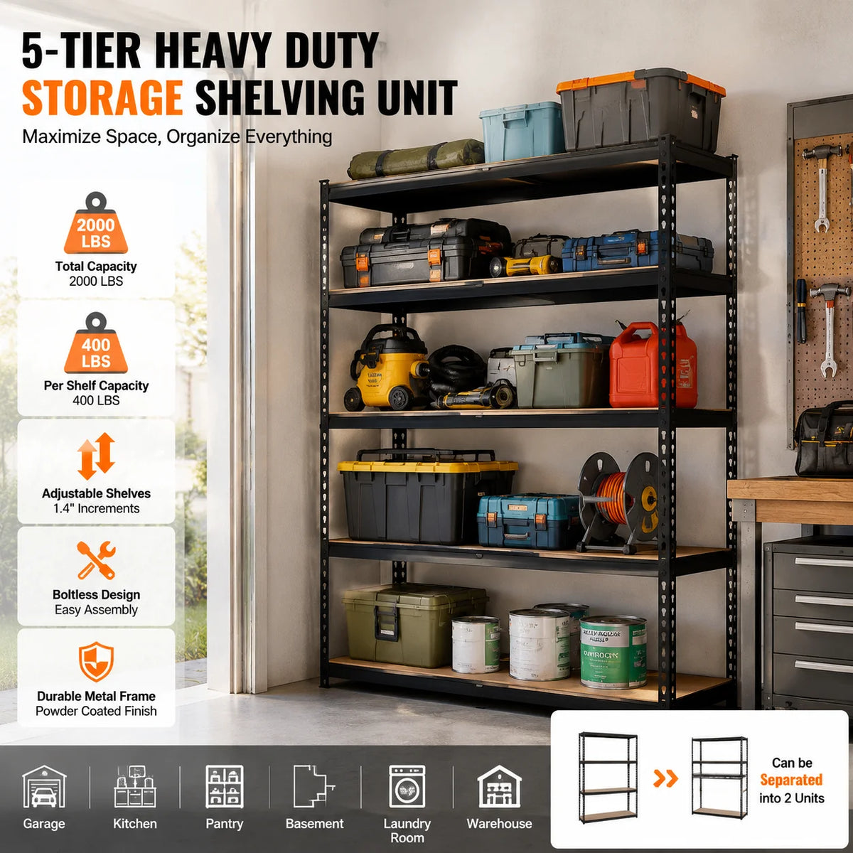 Heavy Duty Garage Storage Shelving Unit